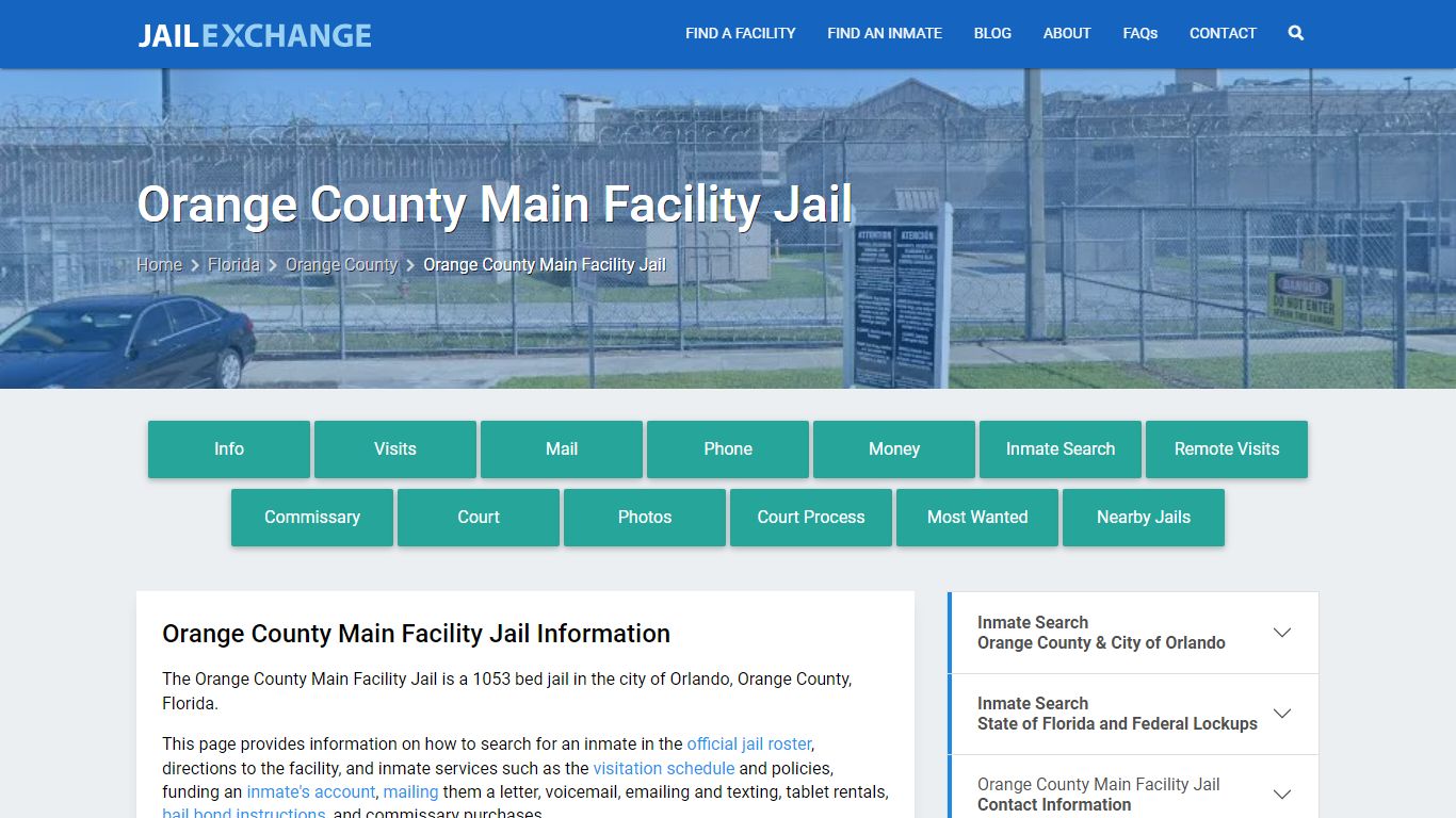Orange County Main Facility Jail, FL Inmate Search, Information